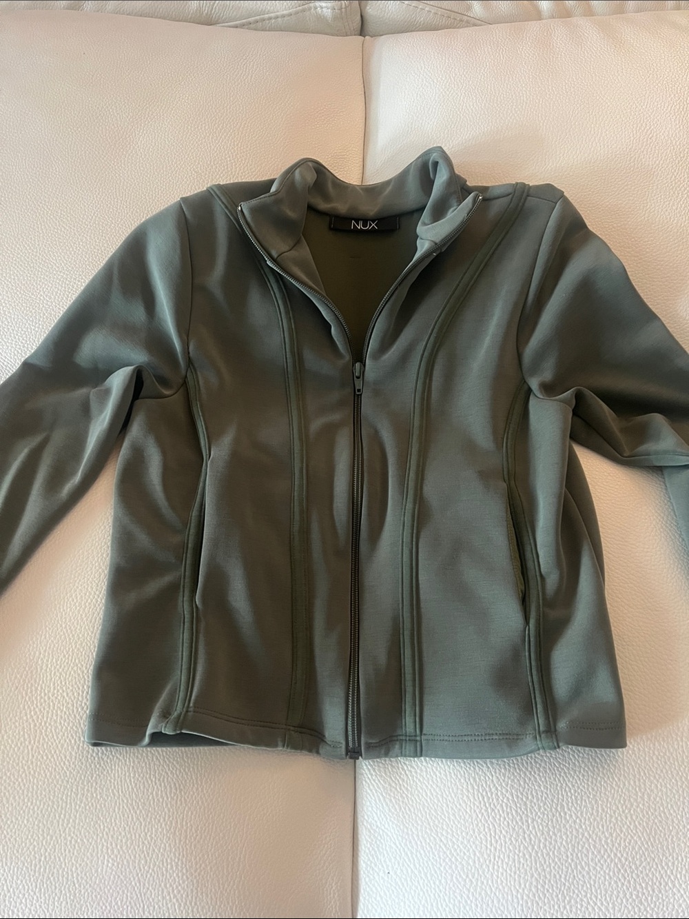NUX Olive Green Bomber-Style Zip Jacket